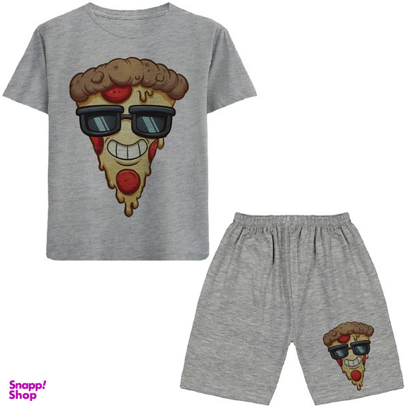 ست تیشرت و شلوارک پسرانه مدل پیتزا کد N215