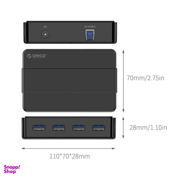 هاب 4 پورت USB3.0 اوریکو مدل H4928-U3-V1 با آداپتور