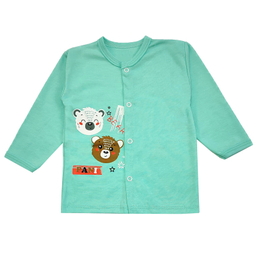 ست شومیز و شلوار نوزادی مدل خرس کد 3799 رنگ سبز آبی