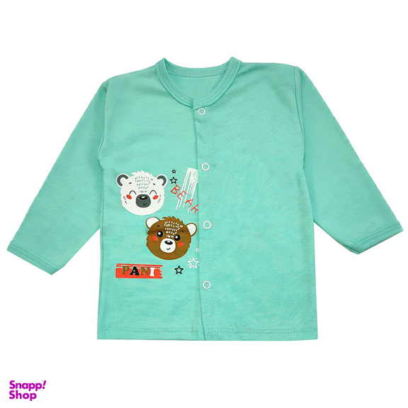 ست شومیز و شلوار نوزادی مدل خرس کد 3799 رنگ سبز آبی