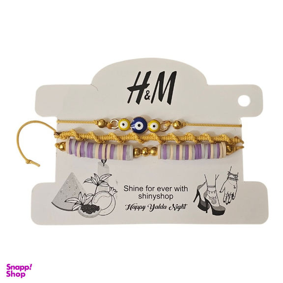 دستبند دخترانه طرح H&M کد 163 بسته 3 عددی