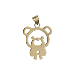 آویز گردنبند طلا 18 عیار دخترانه پانسی طرح خرس و پاپیون کد Nk94