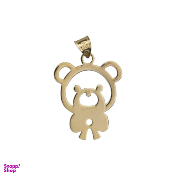 آویز گردنبند طلا 18 عیار دخترانه پانسی طرح خرس و پاپیون کد Nk94