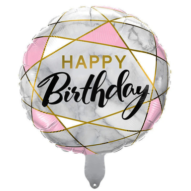 بادکنک فویلی لاکی بالونز مدل happy birthday طرح ماربل کد KP03