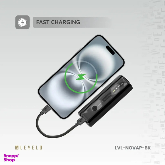 پاوربانک و چراغ قوه لولو مدل LVL-NOVAP-BK ظرفیت 5000 میلی آمپر ساعت