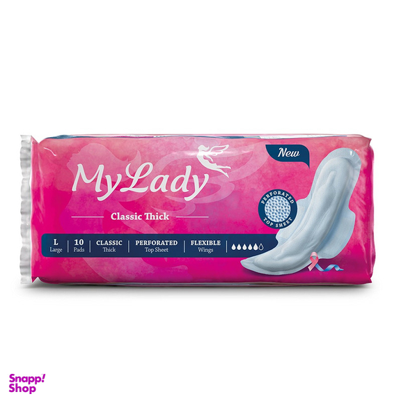 نوار بهداشتی مای لیدی مدل کلاسیک سایز L بسته 10 عددی