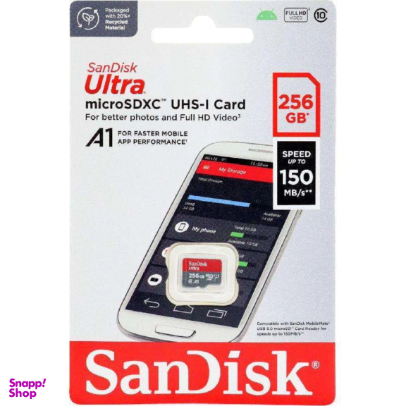 کارت حافظه microSDXC سن دیسک مدل Ultra کلاس 10 استاندارد UHS-I U1 سرعت 150MBps ظرفیت 256 گیگابایت
