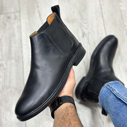 بوت چرم طبیعی مردانه مدل چلسی کد 888 رنگ مشکی