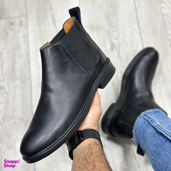 بوت چرم طبیعی مردانه مدل چلسی کد 888 رنگ مشکی