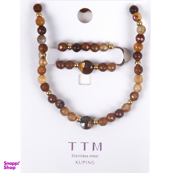 نیم ست زیور زنانه ژوپینگ کد 1171452057 رنگ کرم قهوه ای