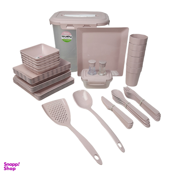 سبد پیک نیک و سرویس مسافرتی لاولی پلاست 58 پارچه کد TIK1160L