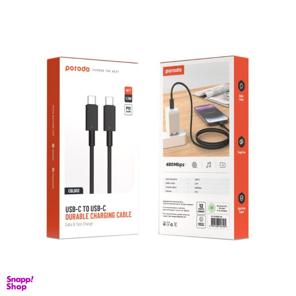 کابل دیتا Type-C پرودو مدل Aluminum Braided طول 1.2 متر