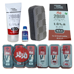 واکس کفش مرمر کد 2080 به همراه اسفنج و ابر براق کننده و بوگیر کفش