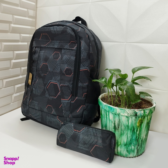 کیف مدرسه رسپینا اسپرت طرح شش ضلعی مدل hexagon با جامدادی