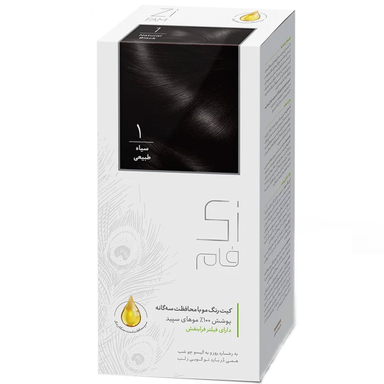 کیت رنگ مو زی فام شماره 1 رنگ سیاه طبیعی حجم 50 میلی‌ لیتر
