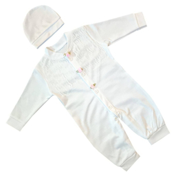 ست سرهمی و کلاه نوزادی مدل gool رنگ سفید