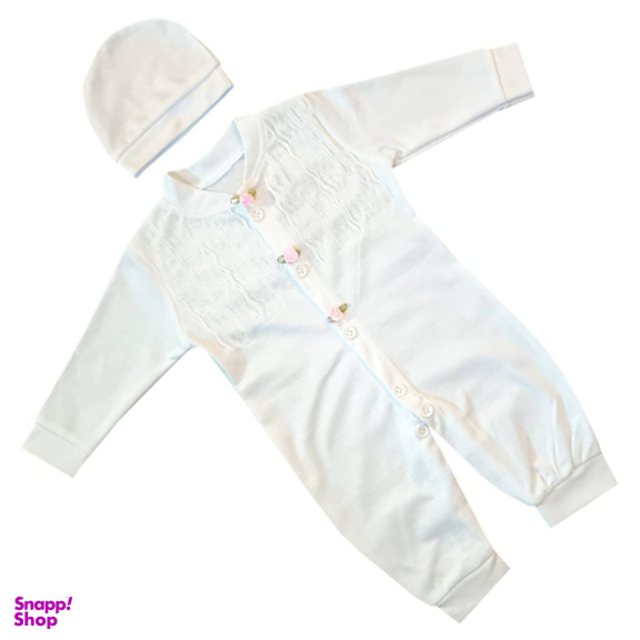 ست سرهمی و کلاه نوزادی مدل gool رنگ سفید