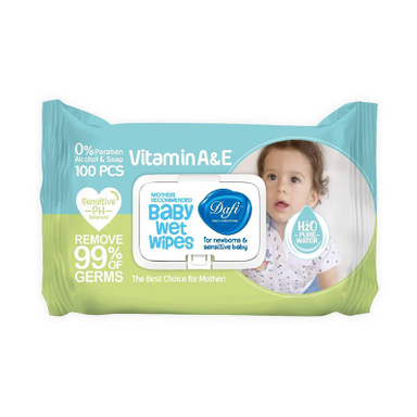 دستمال مرطوب پاک کننده کودک دافی مدل Extra سبز بسته 100 عددی