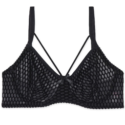 ست دو شورت و سوتین هارنس دار ژوبین طرح لونه زنبوری رنگ مشکی