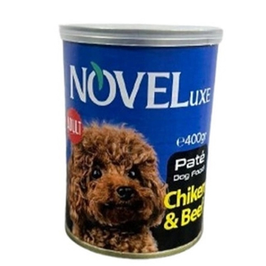کنسرو غذای سگ نوول لوکس طعم Chicken Beef کد 21186 وزن 400 گرم
