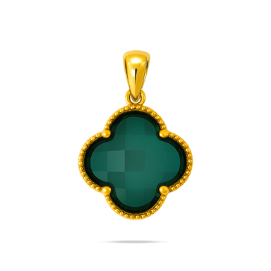 آویز گردنبند طلا 18 عیار زنانه سی گلد گالری مدل ونکلیف سبز برجسته