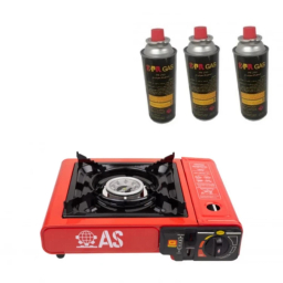 اجاق سفری مدل AS به همراه 3 عدد کپسول گاز هانست