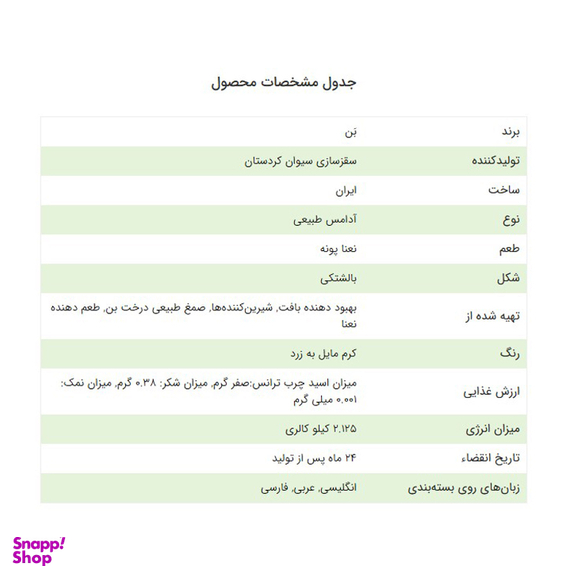 آدامس طبیعی بن طعم نعنا پونه بسته 25 عددی