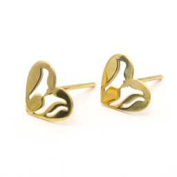 گوشواره طلا 18 عیار زنانه کاپانی طرح قلب کد KE008