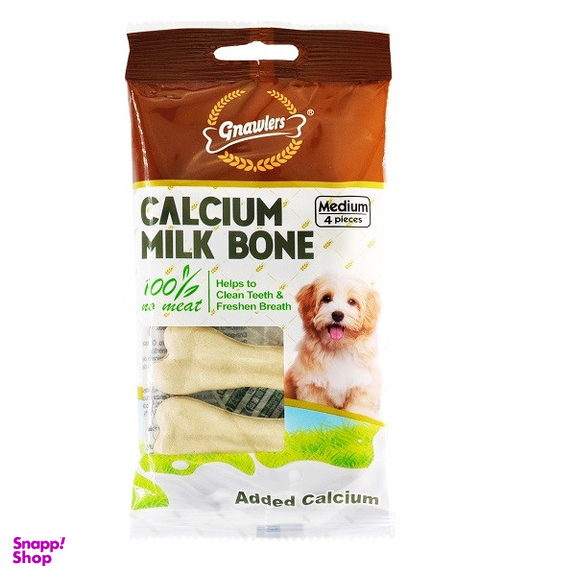 تشویقی سگ گناولز مدل CALIUM MILK BONE4 وزن 90 گرم بسته 4 عددی