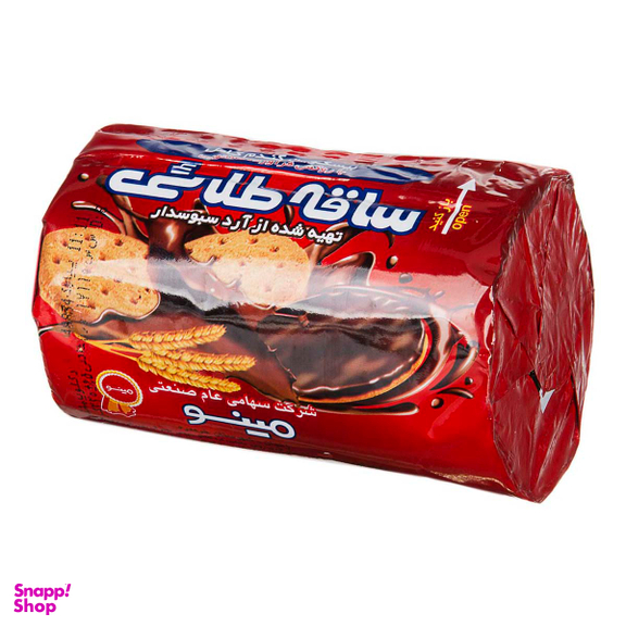 بیسکویت روکش دار شکلاتی سبوس دار ساقه طلایی مینو وزن 220 گرم