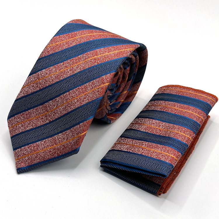 ست کراوات و دستمال جیب مردانه طرح لوییس کاوالی طرح کج راه کد 558