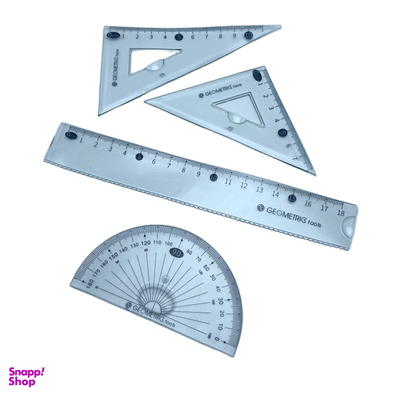 مجموعه 4 عددی خط کش و نقاله و گونیا مندرج کد 6794