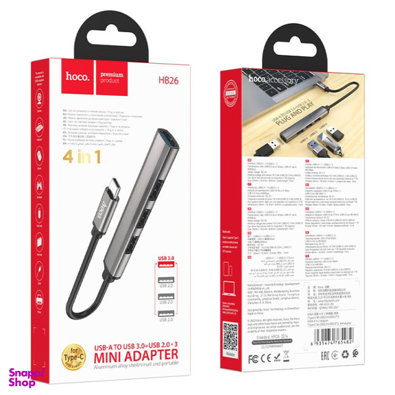 USB هاب 4 پورت Type-C هوکو مدل HB26 4in1