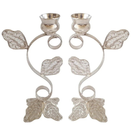 شمعدان ملیله کاری مدل گلبرک کد M-01 مجموعه 2 عددی