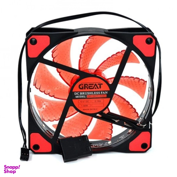 خنک کننده کامپیوتر 12 سانتیمتری گریت LED قرمز کد DF1202512SEL