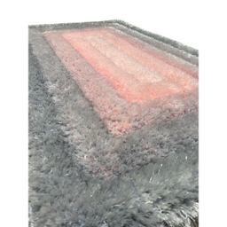 فرش ماشینی بزرگمهر مدل شگی 3D کد 55015 رنگ طوسی نقره ای