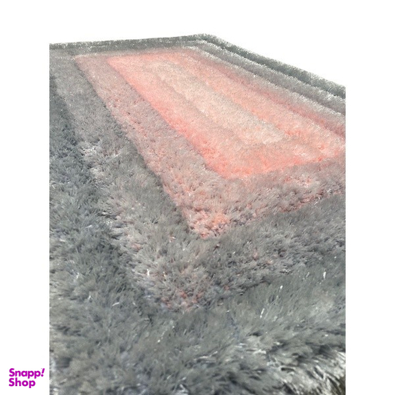 فرش ماشینی بزرگمهر مدل شگی 3D کد 55015 رنگ طوسی نقره ای