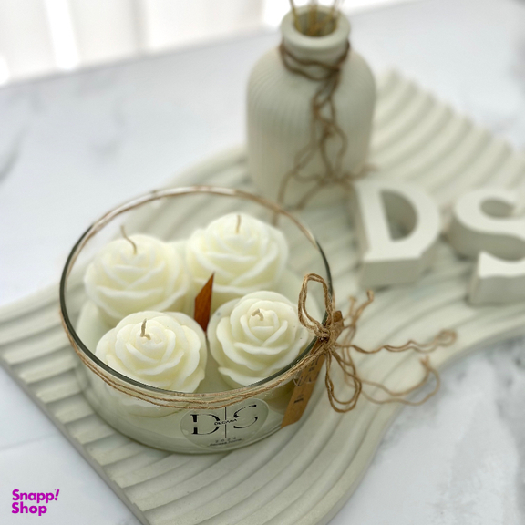 شمع طرح رز سفید کد 109