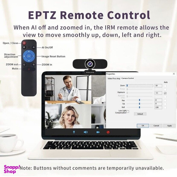 وب کم پاویفو مدل 4K AI Auto-Framing With Remote Control