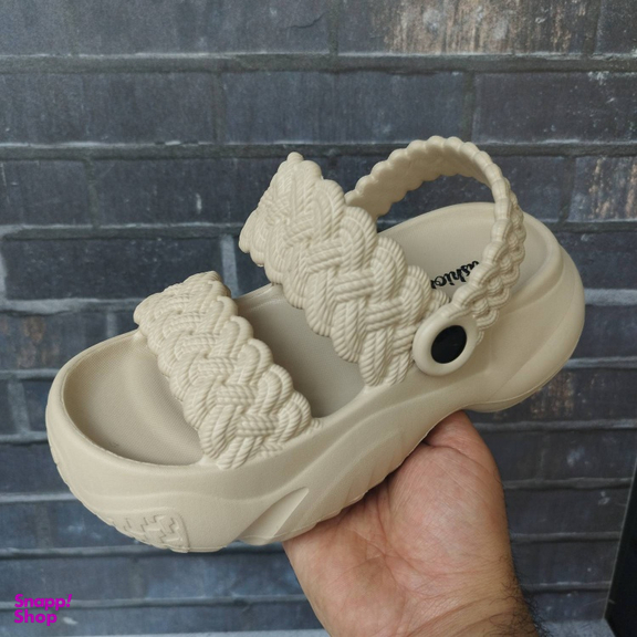 صندل زنانه پاپا مدل بافت دار نصر کد 128511 رنگ کرم