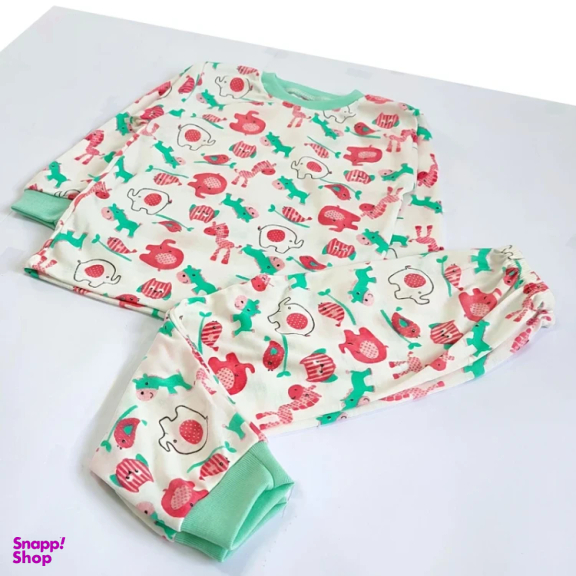 ست تیشرت آستین بلند و شلوار نوزادی مدل حیوانات کد 4145 رنگ سفید