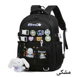 کوله پشتی مدرسه مدل کرومی پیکسل دار کد 20271 به همراه آویز