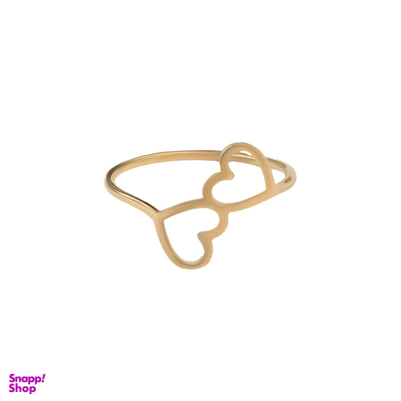 انگشتر طلا 18 عیار زنانه طلاجات مدل مینیمال جفت قلب کد 1001 سایز 50