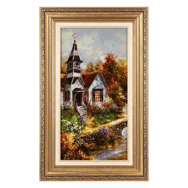 تابلو فرش دستباف سی پرشیا مدل منظره کلیسا در پاییز کد 903911