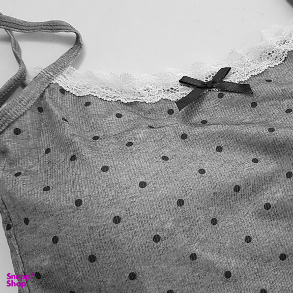 کراپ تاپ زنانه ماییلدا مدل پددار خال خالی کد 5301-6853 رنگ طوسی