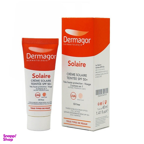 کرم ضد آفتاب رنگی درماگور مدل spf50 حجم 40 میلی لیتر