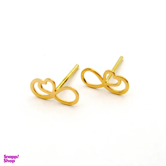 گوشواره طلا 18 عیار زنانه کاپانی طرح قلب و بی نهایت کد KE011