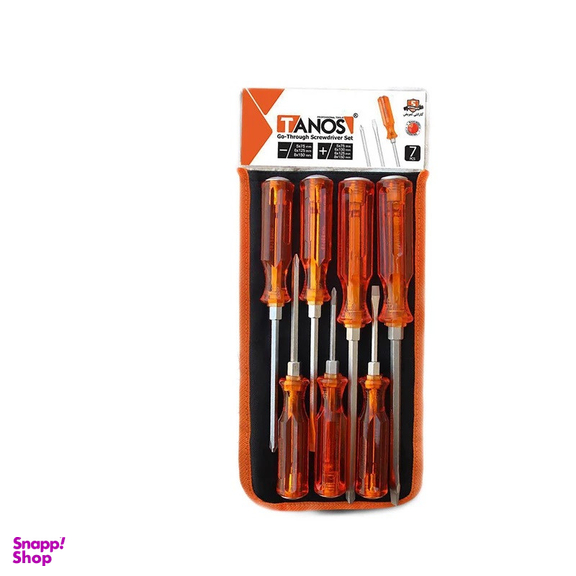 پیچ گوشتی ضربه خور تانوس مدل SMT-GO THROUGH SCREWDDRIVER SET-7PCS بسته 7 عددی
