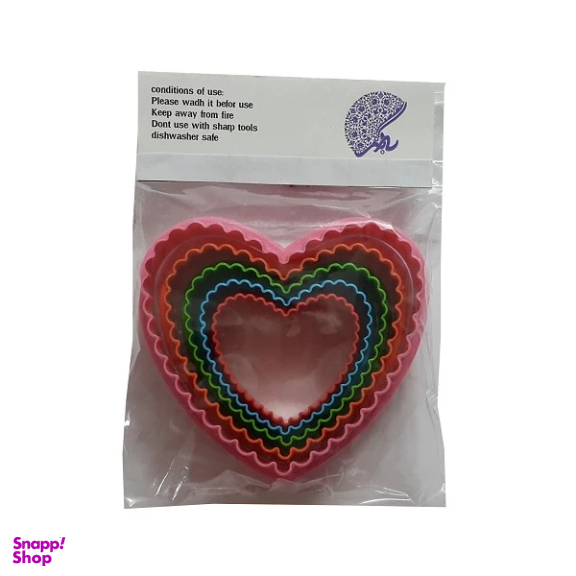 کاتر دو طرفه شیرینی پزی بهگز مدل قلب مجموعه 5 عددی