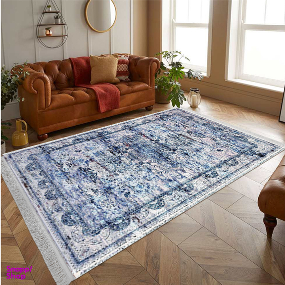 فرش ماشینی چاپی بدون تار و پور هانوکس مدل ساسان کد HAM.972.1